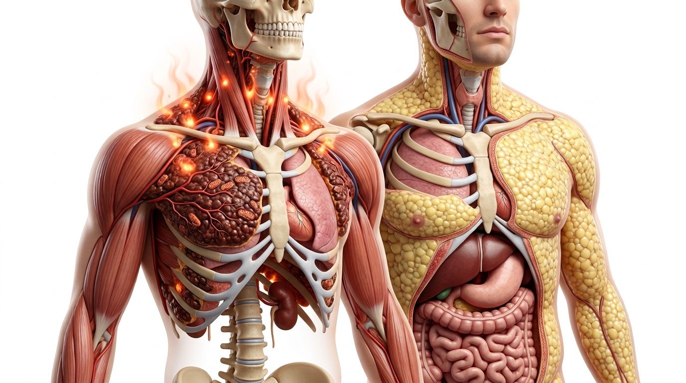 Comparison of brown fat vs white fat in the human body