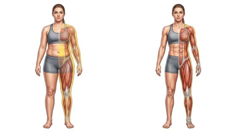 Fat loss and muscle growth during body recomposition