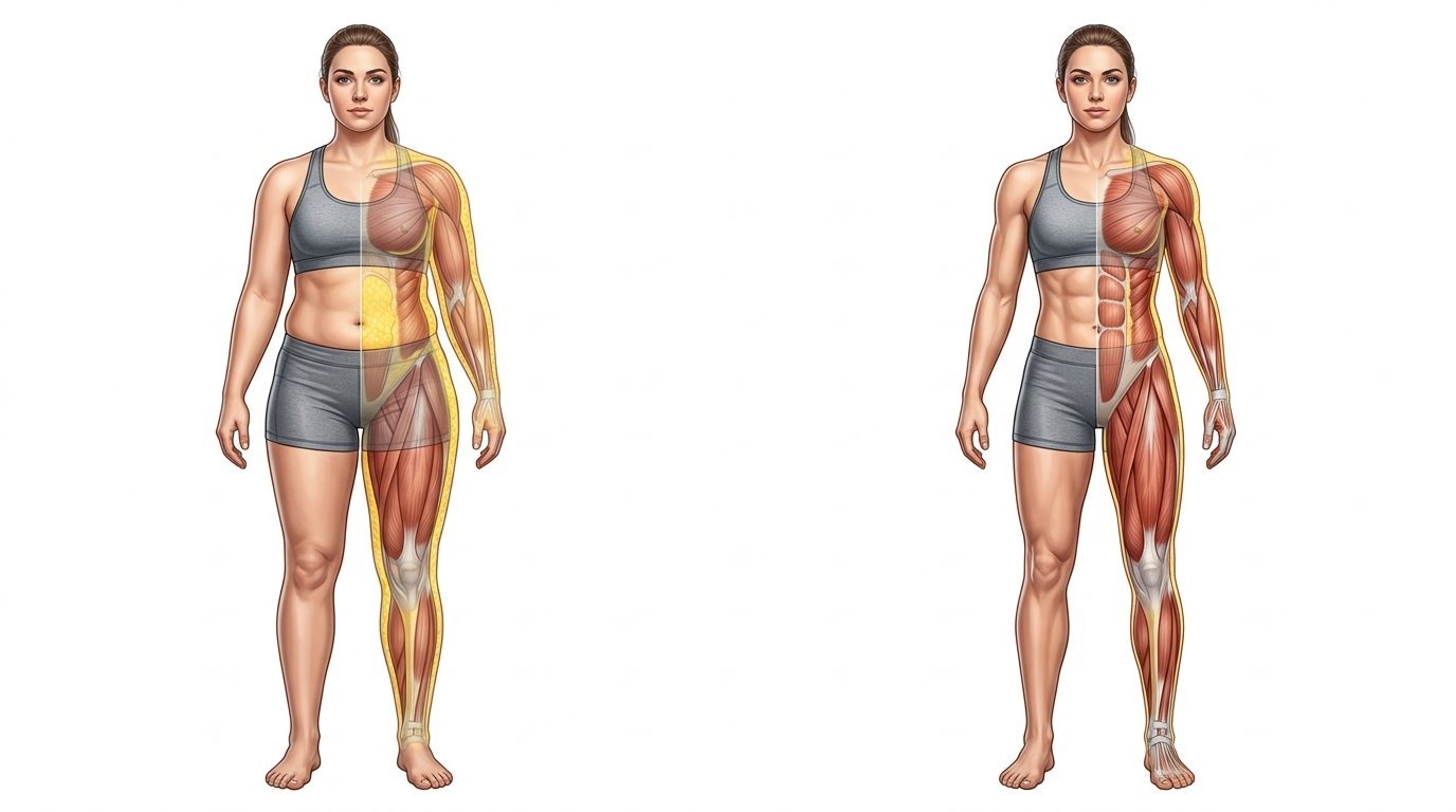 Fat loss and muscle growth during body recomposition