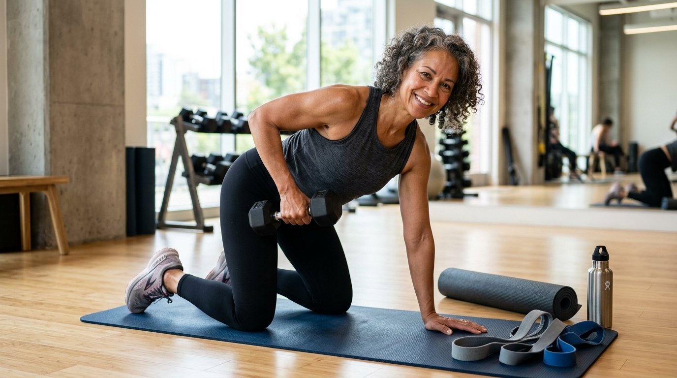 Woman performing exercise for menopause weight loss
