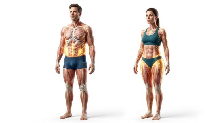 Comparison of fat distribution in men and women