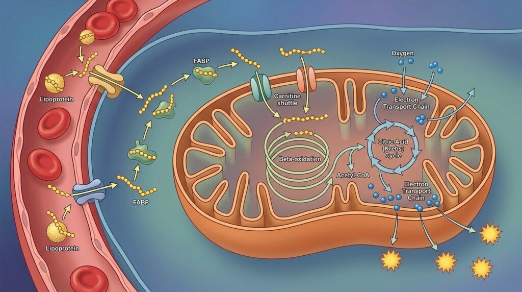 Fat oxidation inside mitochondria
