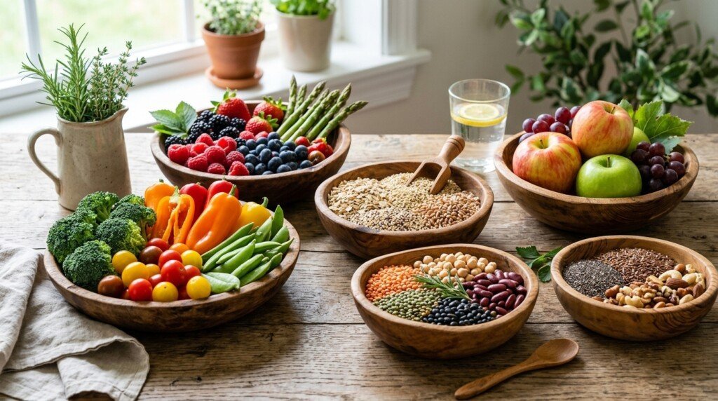 High-fiber foods supporting menopause weight loss