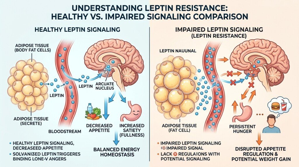 How leptin resistance affects appetite regulation