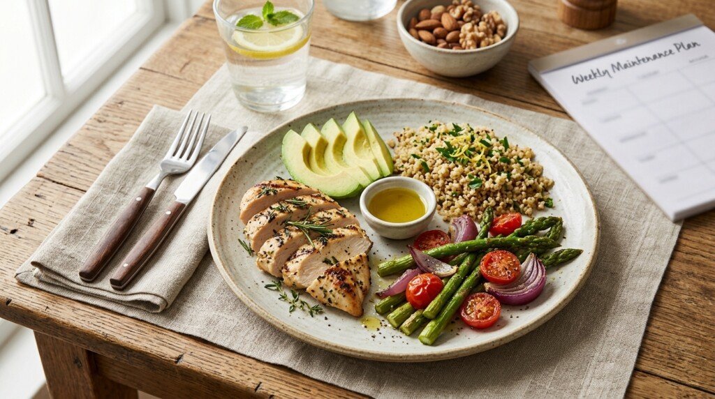 Balanced maintenance calorie meal plan