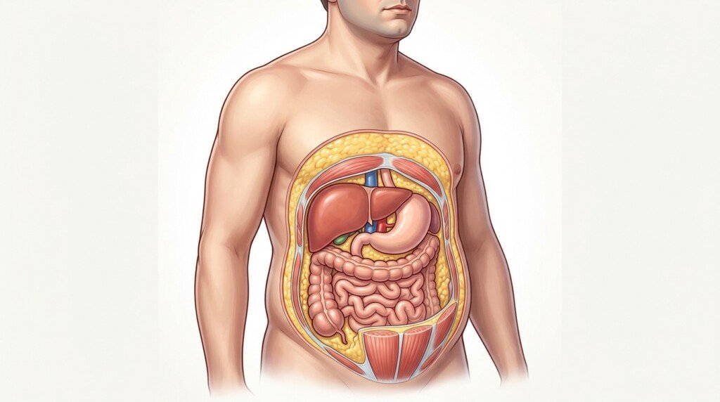 Visceral fat distribution in men