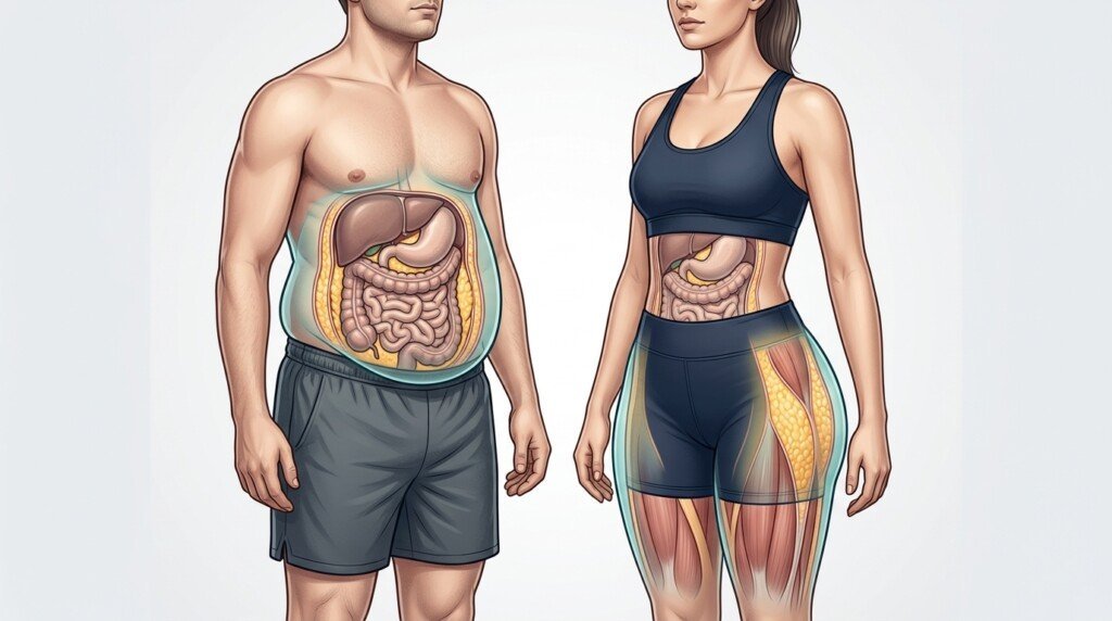 Male and female body fat distribution comparison