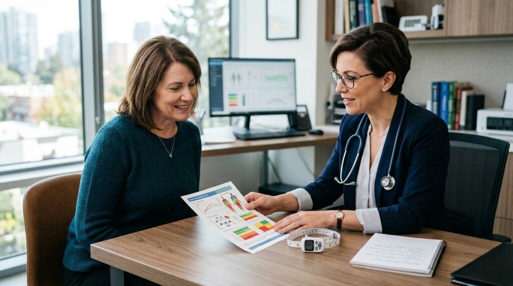 Discussing abdominal weight changes with a healthcare professional