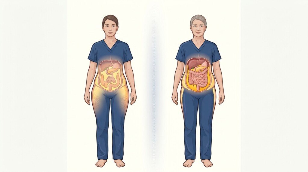Increase in belly fat after menopause