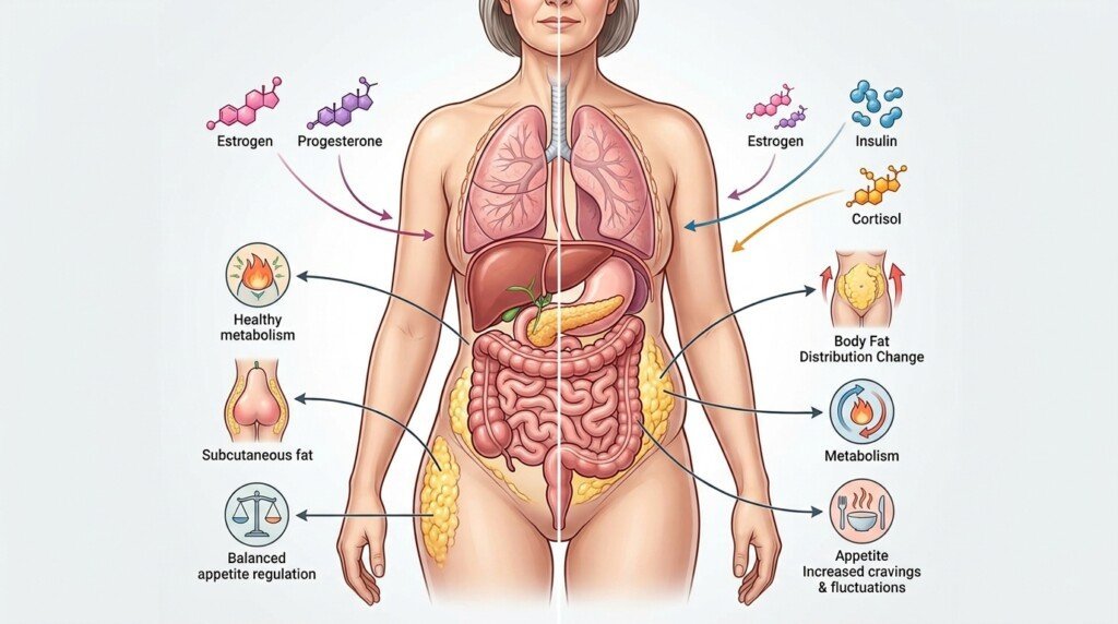 Hormones affecting weight during menopause