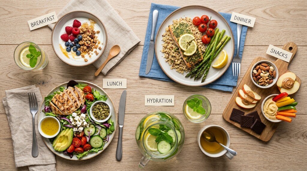 Balanced one-day menopause meal plan