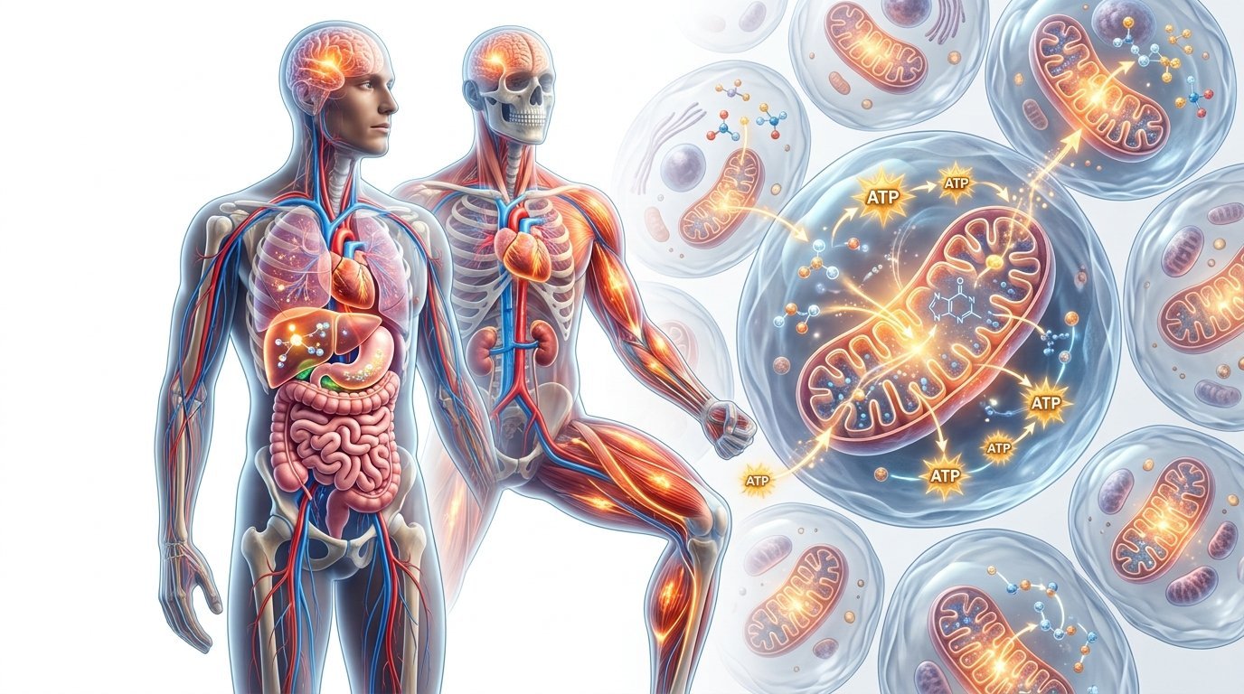 Illustration showing how metabolism converts food into energy