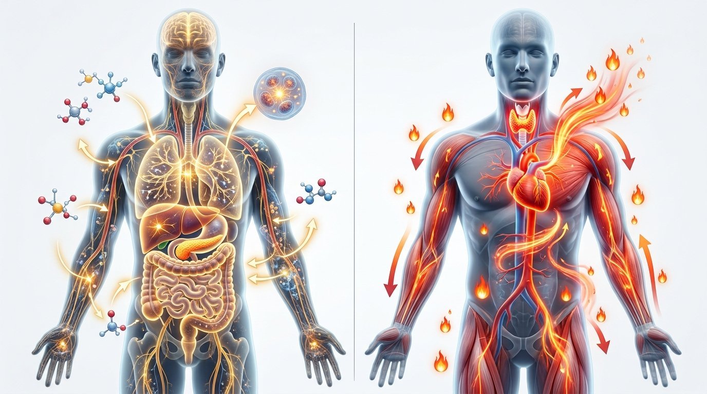 Metabolism vs Metabolic Rate comparison showing energy production and calorie burning