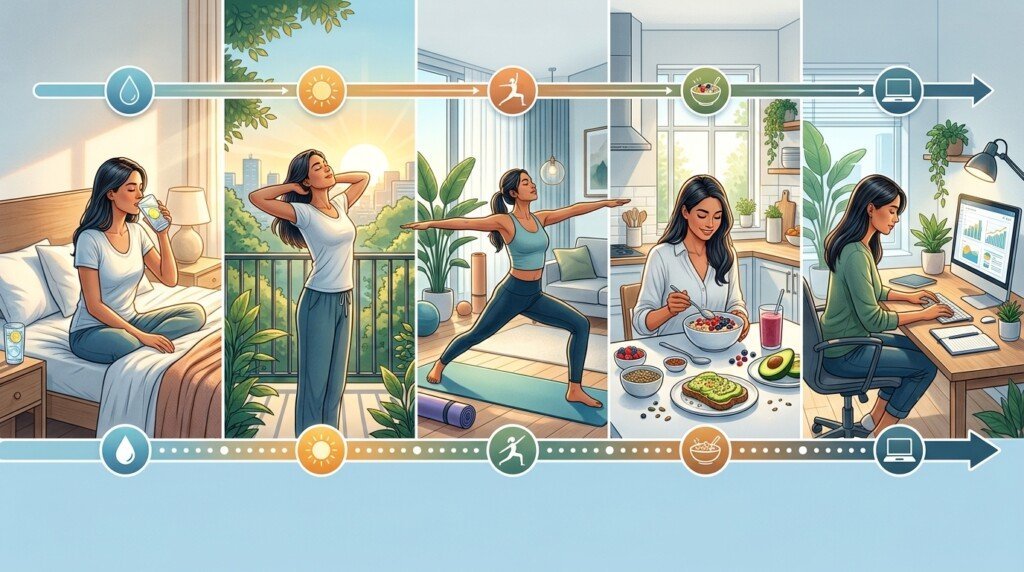 Morning Routine to Boost Metabolism step-by-step morning timeline