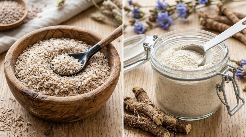 Types of Fiber Supplements psyllium husk and inulin