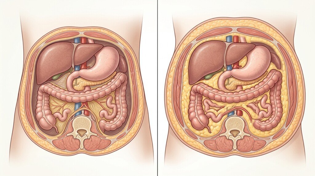 Visceral fat compared with subcutaneous fat