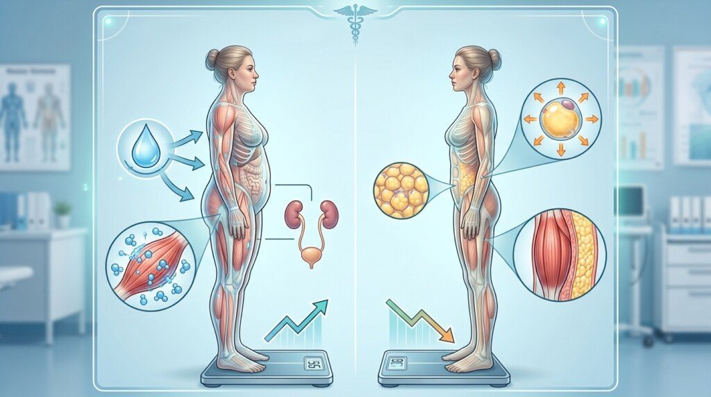 Water retention masking fat loss