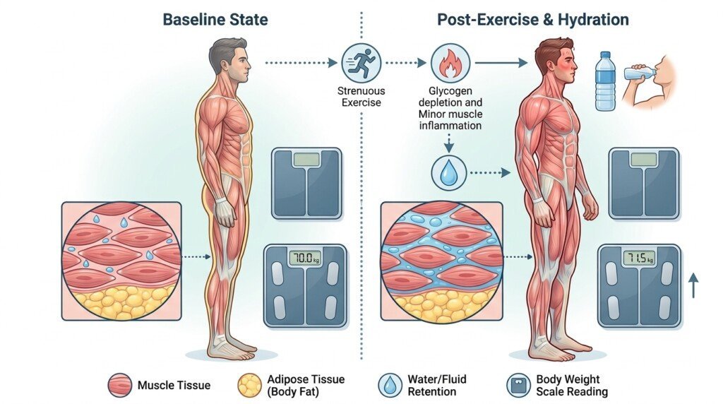 Water retention causing temporary weight gain