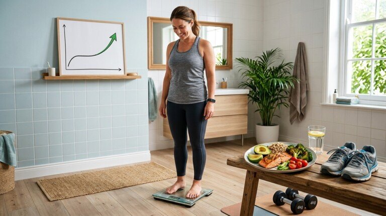 Person overcoming a weight loss plateau with healthy habits