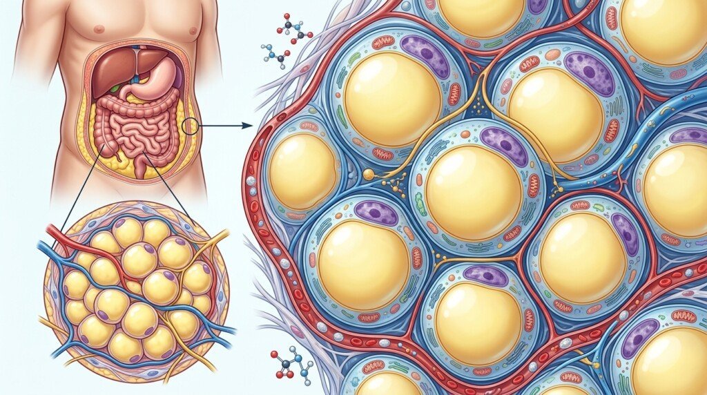 Human adipose tissue and body fat cells