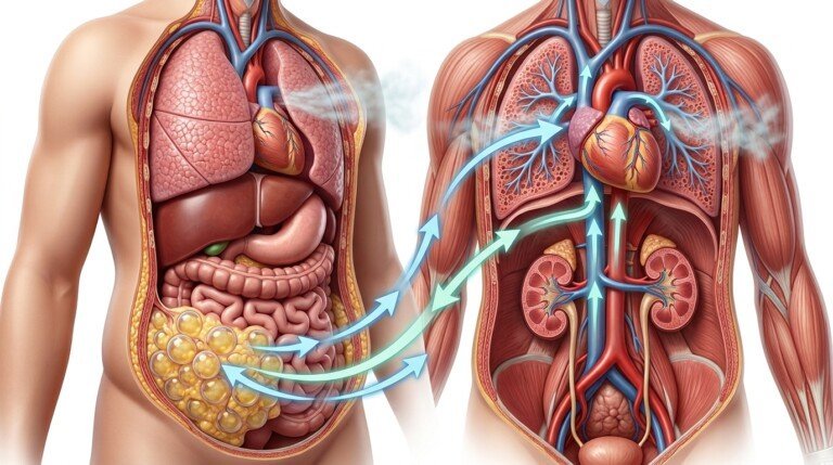 Scientific illustration showing Where Does Fat Go When You Lose Weight
