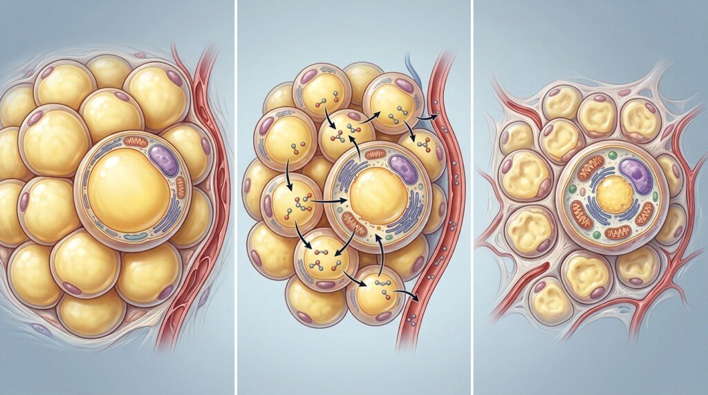 Fat cells shrinking during weight loss