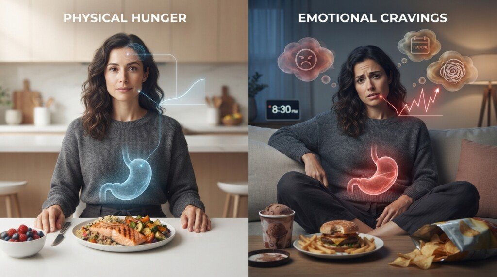 emotional cravings vs physical hunger