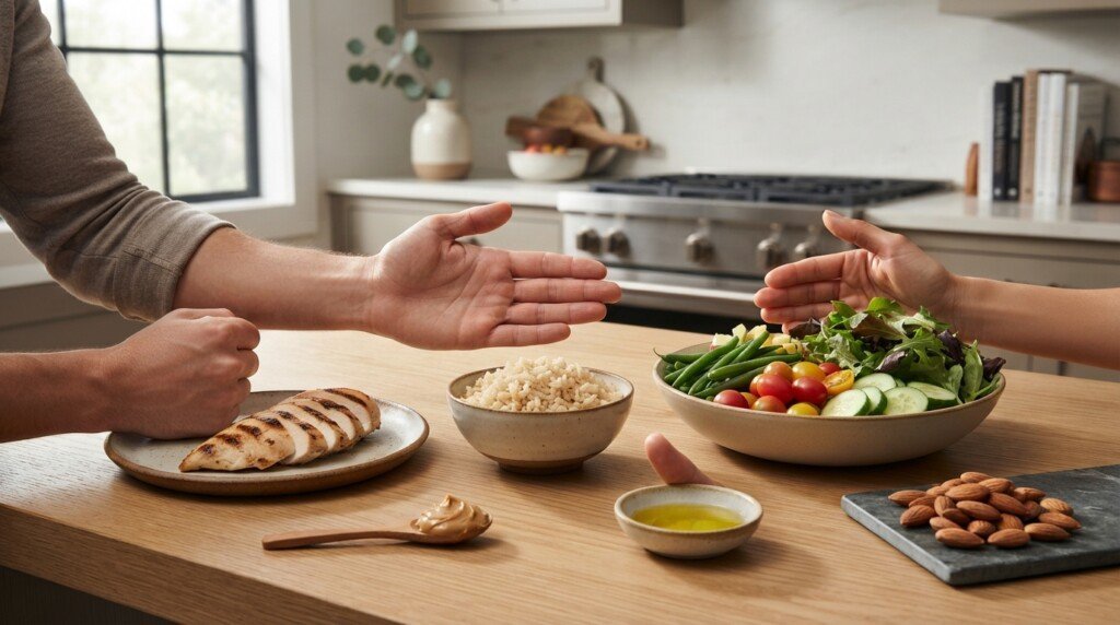 visually estimate portion sizes hand method