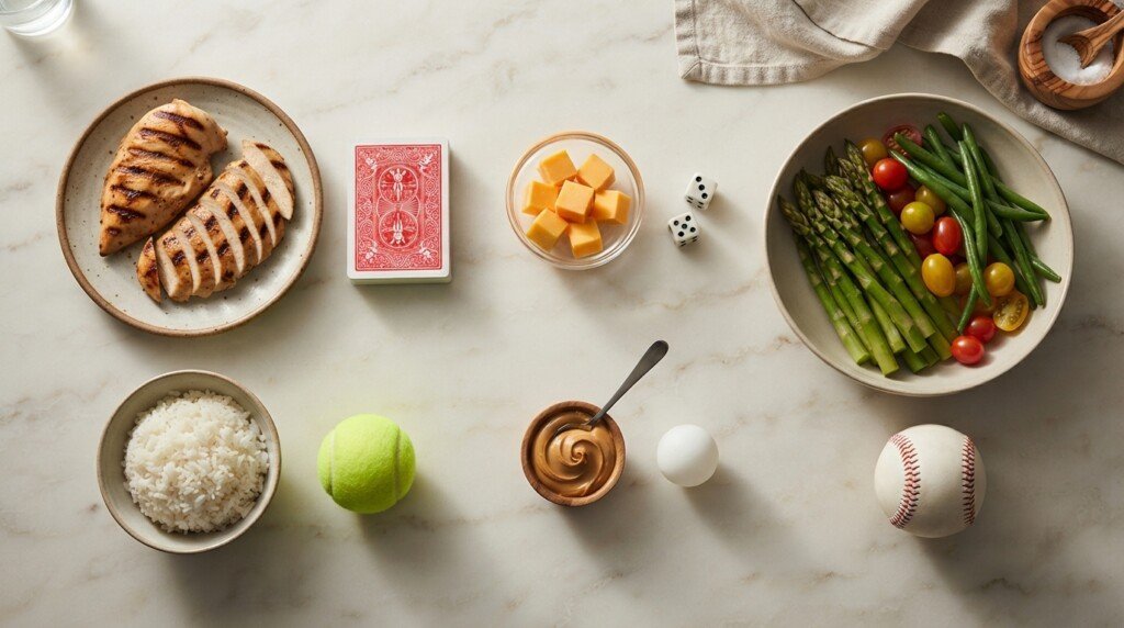 visually estimate portion sizes household objects