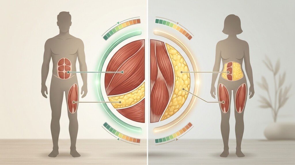 what is skinny fat body fat percentage comparison for men and women